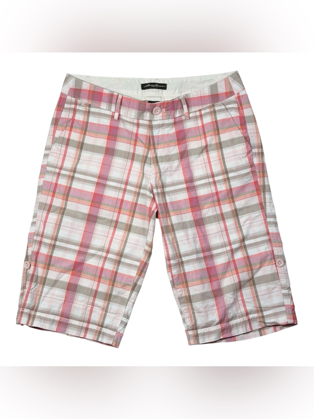 Eddie Bauer Pink Plaid Bermuda Shorts